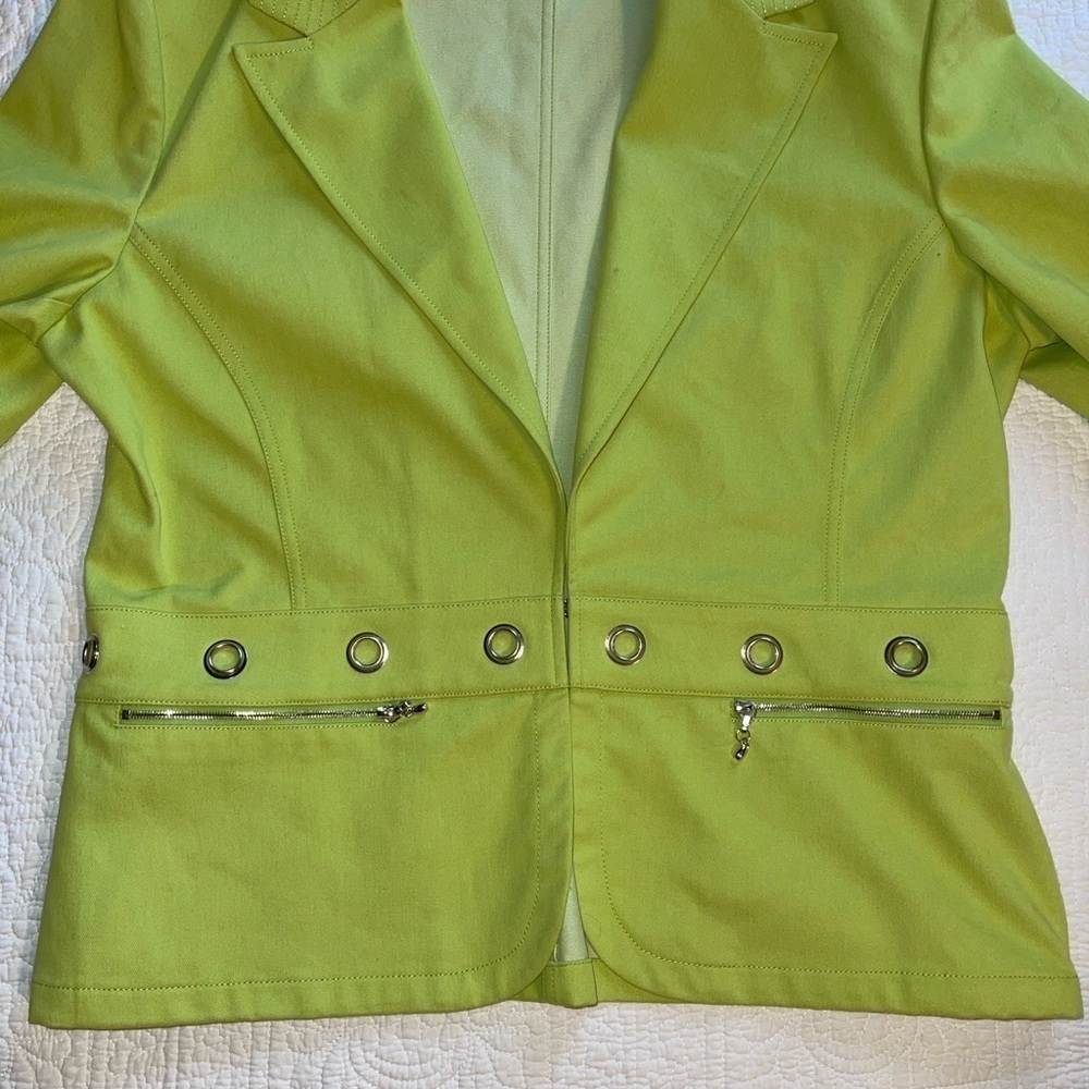 St John Sport Jacket Blazer Cardigan Neon Bright Green - Picture 3 of 8